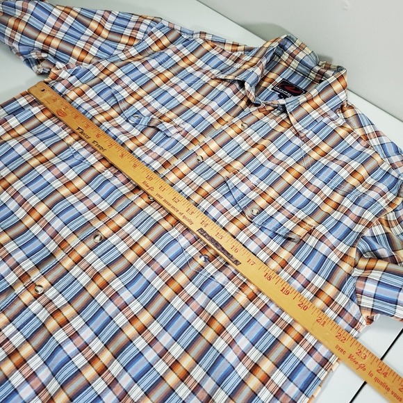 Roper Men Plaid‎ Snap Shirt Size Medium Blue Brown Long Sleeve Western Cowboy - Picture 9 of 12